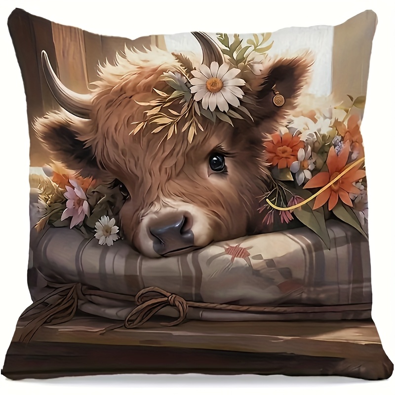 Pillow Insert 18X18 - 2D Flat - 1pc Highland Cow
